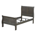 Acme Louis Philippe Wooden Twin Sleigh Bed in Dark Gray
