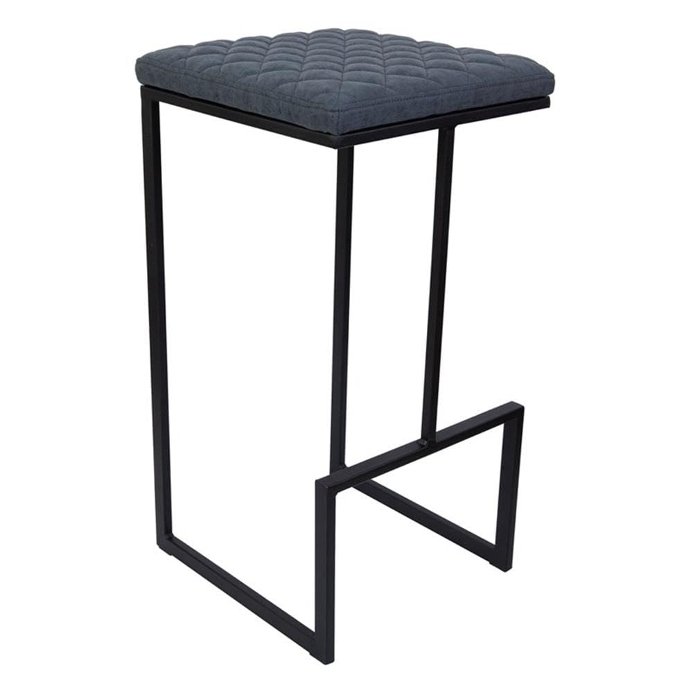 LeisureMod Peacock Blue Leather Bar Stool - Modern Counter Height Stool with Metal Frame & Comfortable Back Support