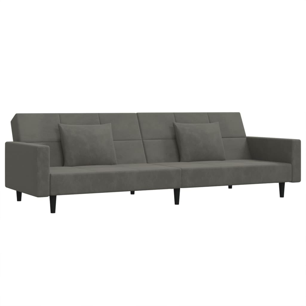 vidaXL Elegant 2-Seater Sleeper Sofa Bed with Pillows - Convertible Velvet Loveseat - Dark Gray - Ideal for Home, Office, Small Spaces