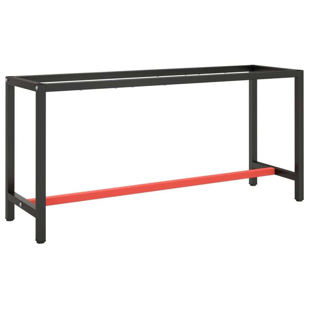 vidaXL Heavy-Duty Powder-Coated Metal Work Bench Frame with Reinforced Bars, Easy Assembly, 66.9&quot;x19.7&quot;x31.1&quot;, Matte Black and Matte Red Combination