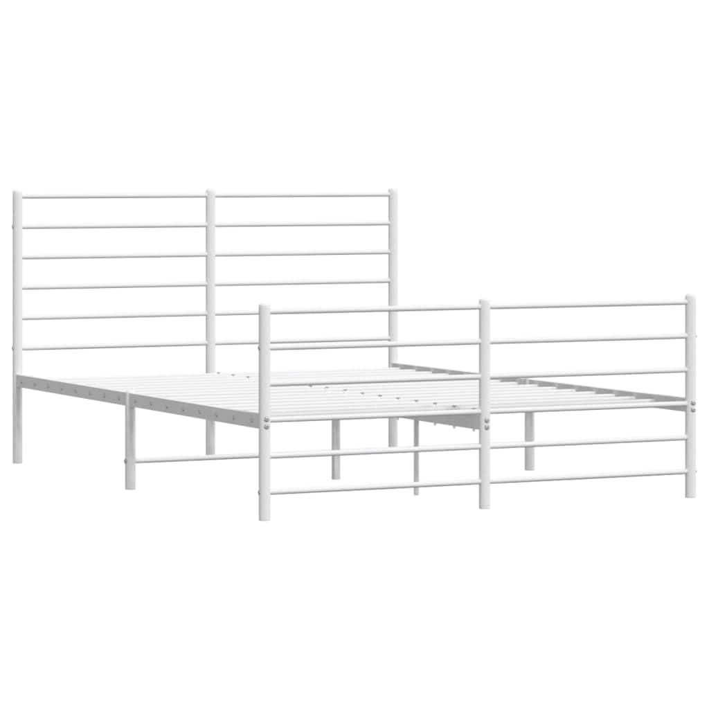 vidaXL 12 Inch Full Metal Bed Frame with Headboard & Footboard, No Box Spring Needed, Noise Free Platform Bed Frame with Steel Slats, Easy Assembly, Under Bed Storage, Minimalist, White