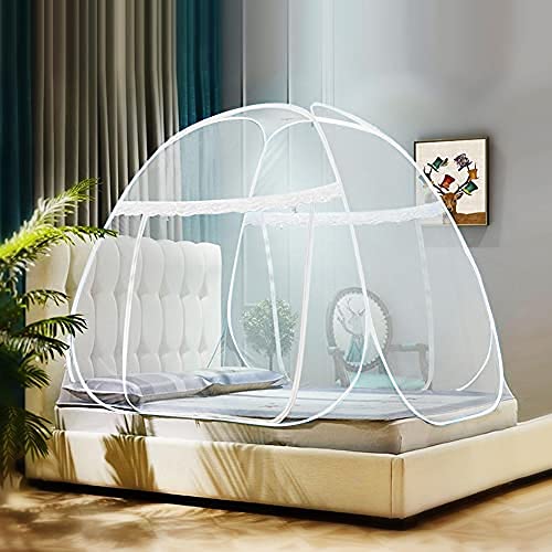 Ammer Pop Up Mosquito Net Tent For Beds, Portable Foldable Mosquito Netting Folding Design With Net Bottom,2 Entries,Suit For Tw