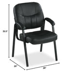 Lorell Chadwick Executive Leather Guest Chair-Guest Chair, 26"X28"X35-1/2", Black Leather