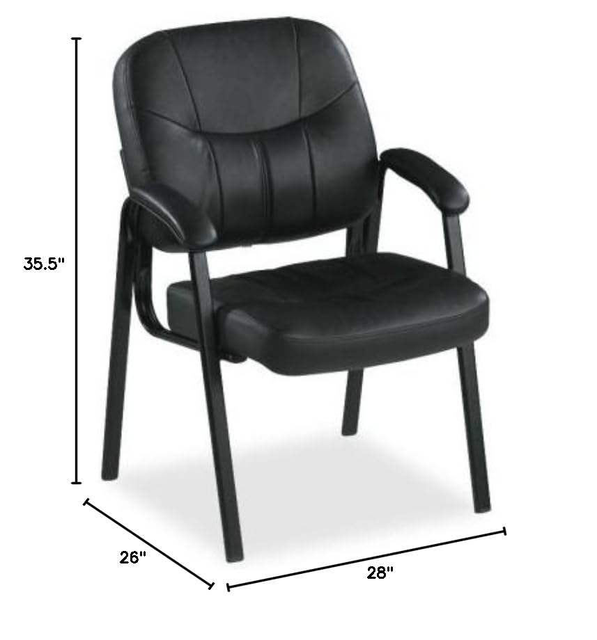 Lorell Chadwick Executive Leather Guest Chair-Guest Chair, 26"X28"X35-1/2", Black Leather