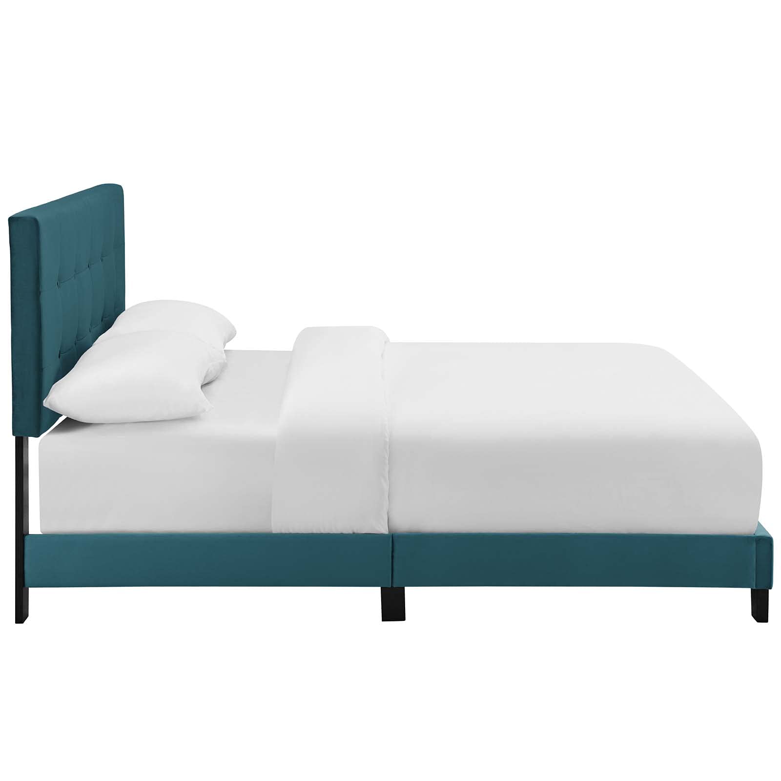 Modway Amira Tufted Performance Velvet Upholstered Queen Bed In Sea Blue