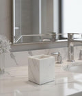 4x3 Inch Marble Tooth Brush Holder  Tooth Paste Dispenser Stand for Bathroom, Wash Basin, Office, Home Use  White