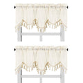 Solid Faux Silk Swag Waterfall Cascade Ascot Window Curtain Valance W/Tassels Trim 55' X18' Wave (2, Ivory Beige)