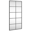 vidaXL Wall-Mounted Mirror - Black Rectangle Iron Mirror for Bedroom, Living Room, Hallway and Bathroom, 19.7"x39.4" Size