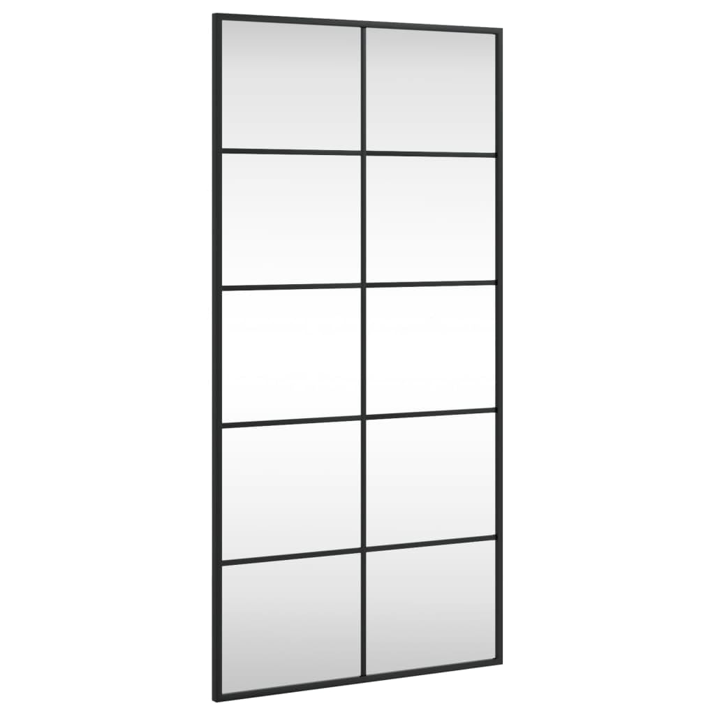 vidaXL Wall-Mounted Mirror - Black Rectangle Iron Mirror for Bedroom, Living Room, Hallway and Bathroom, 19.7"x39.4" Size
