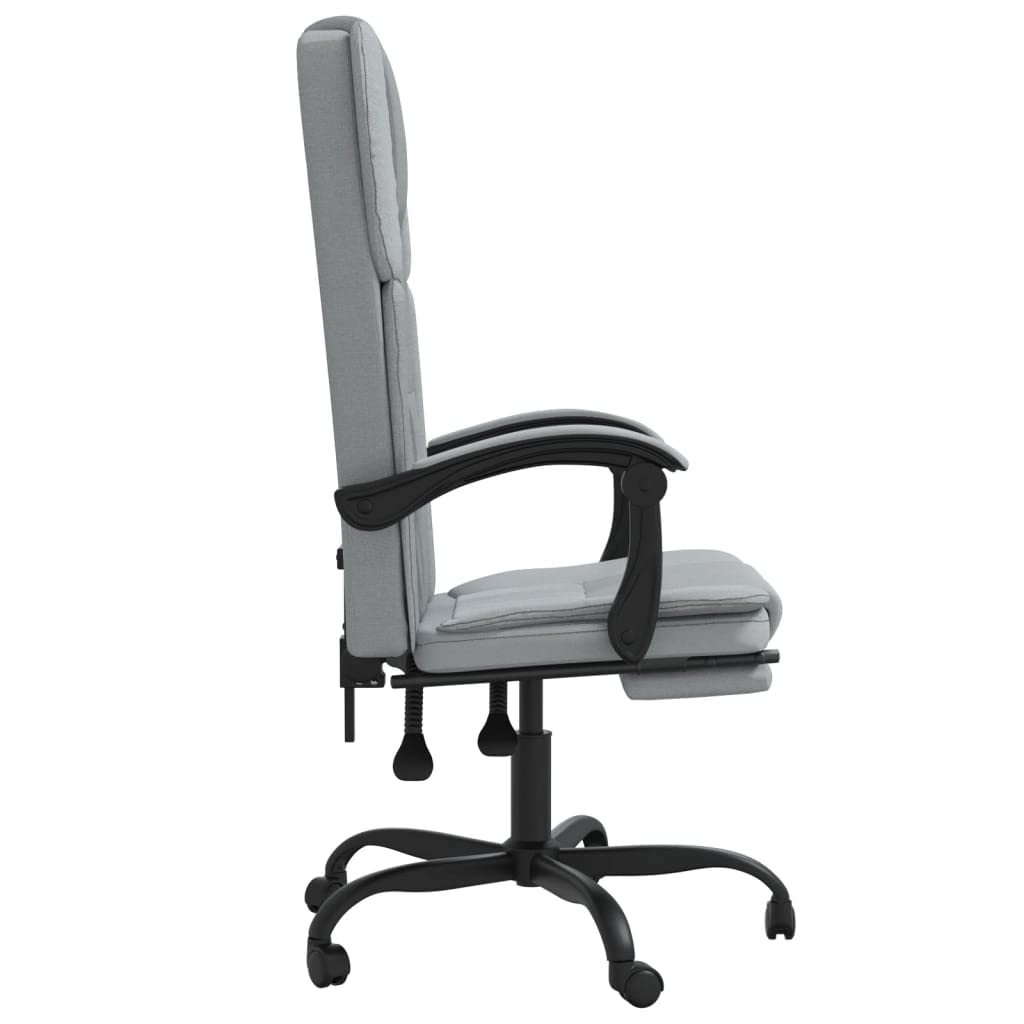 vidaXL Light Gray Fabric Office Chair - Adjustable Backrest, Footrest and Seat Height, Sturdy Metal and Plywood Frame, 360 Degree Swivel Design with Rolling Casters