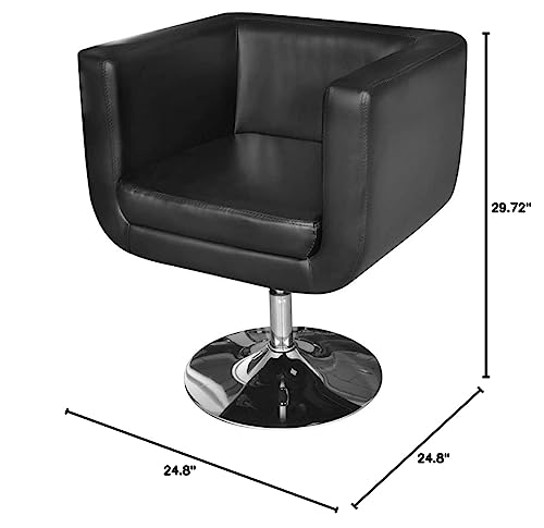 vidaXL Armchair, Armchair with Chrome Base, Swivel Accent Chair for Living Room Bedroom Reading Room, Modern Style, Black Faux Leather