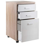 Ergode Kenner Storage Mobile Cabinet | Versatile | Contemporary Design | Easy Mobility | Reclaimed Wood Finish | Linen White Facings | 1-Drawer | Locking Casters (18316-VV)