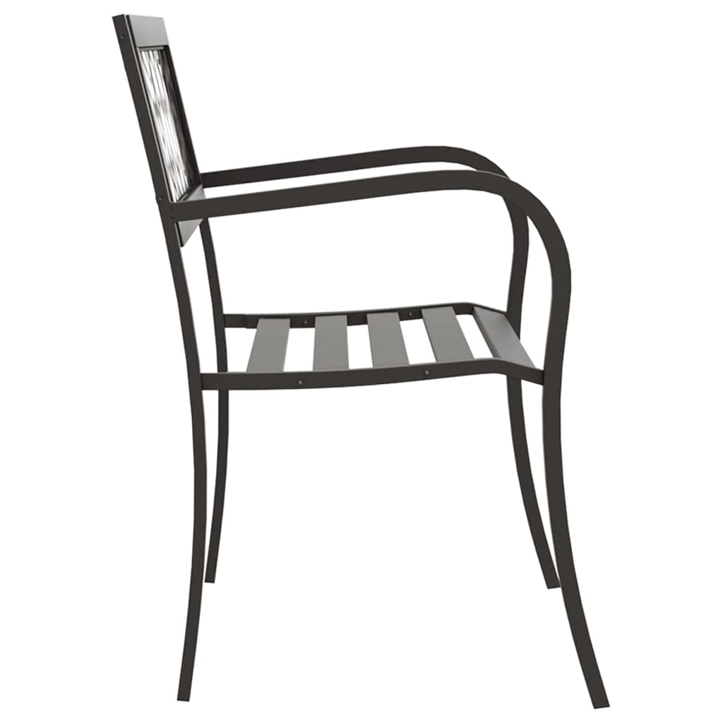 vidaXL Black Patio Bench 49.2" Made of Durable Powder-Coated Steel - Weather-Resistance and Easy Assembly for Garden, Patio, and Outdoor Areas