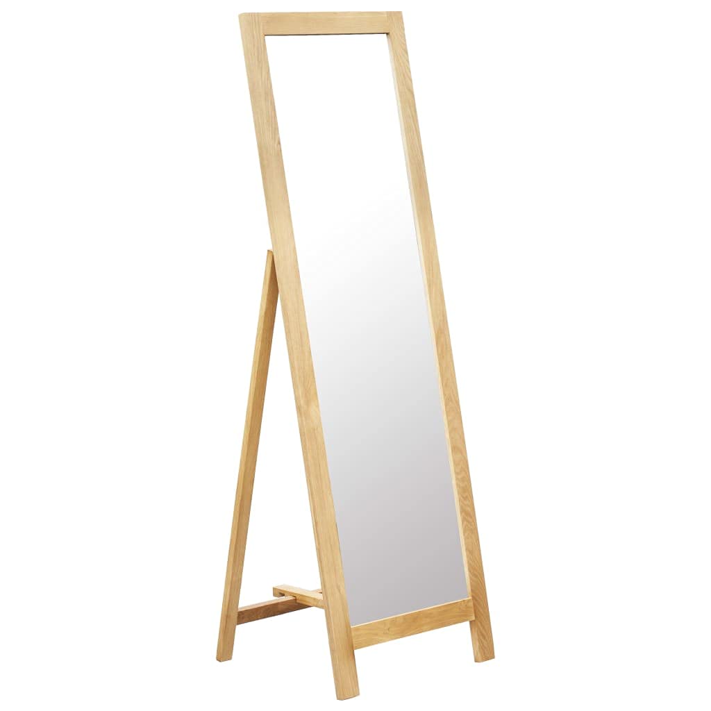 vidaXL Solid Oak Wood Freestanding Mirror - 18.8&quot;x18.3&quot;x59&quot; Retro Charm - Polished and Lacquered Finish - Rectangular, Scandinavian Style, Dresser Mirror