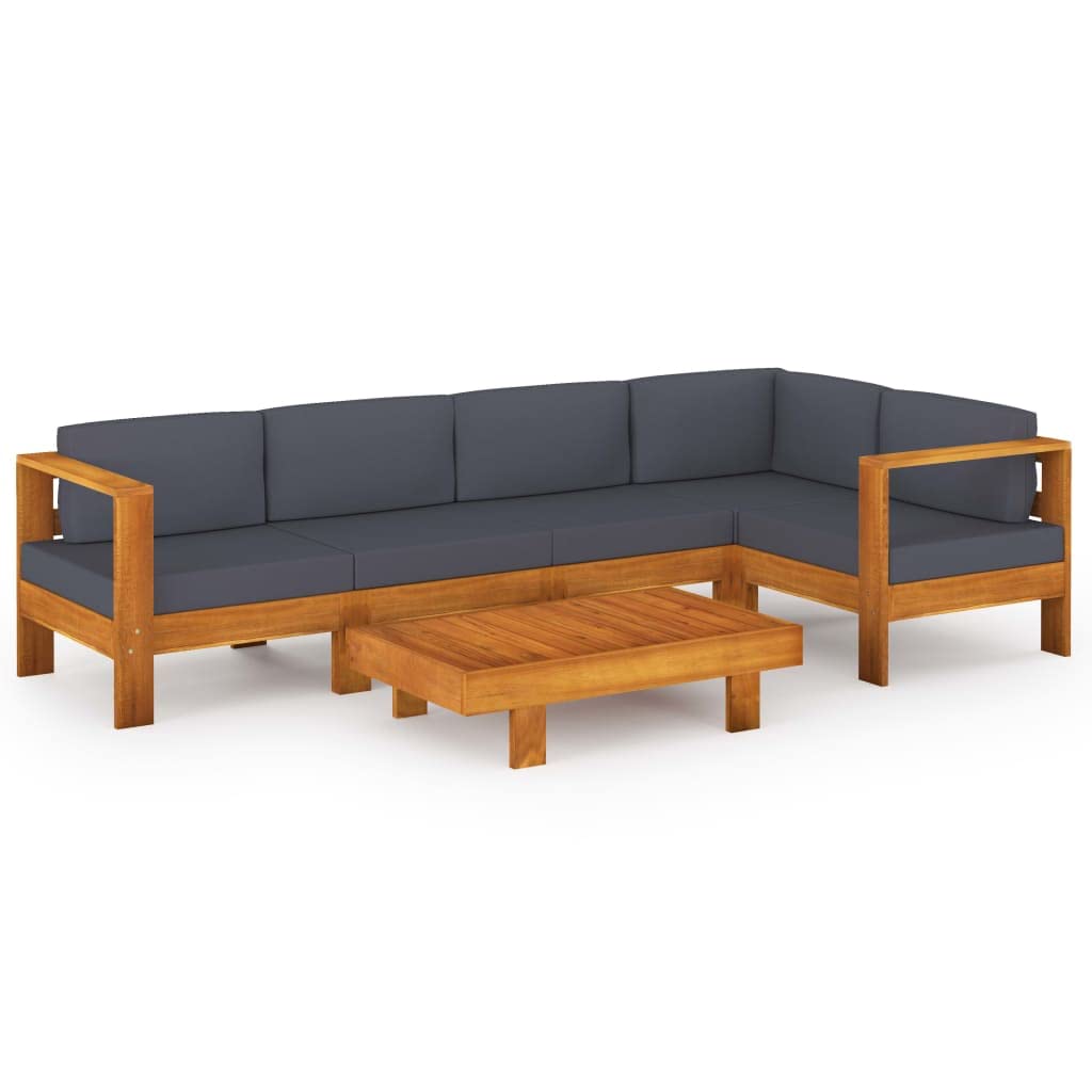 vidaXL Modern Patio Lounge Set with Dark Gray Cushions - Comfortable Seating with 3 Sofas, Acacia Wood Construction for Outdoor Area