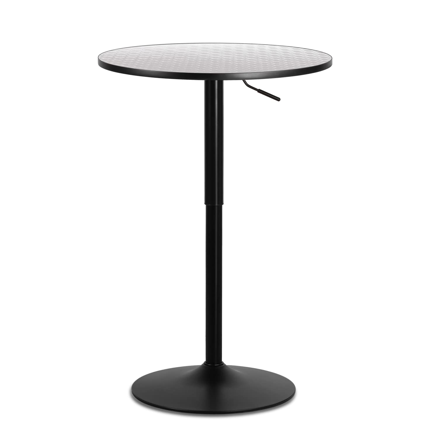 Monibloom Pub Round Table Silver Stripe Top With Black Leg And Base, Bar Table 27.5'- 36'' Height Adjustable With 360° Swivel, Cocktail Bistro Table For Dining Bistro Cafe Home Bar, 23.5' Diameter