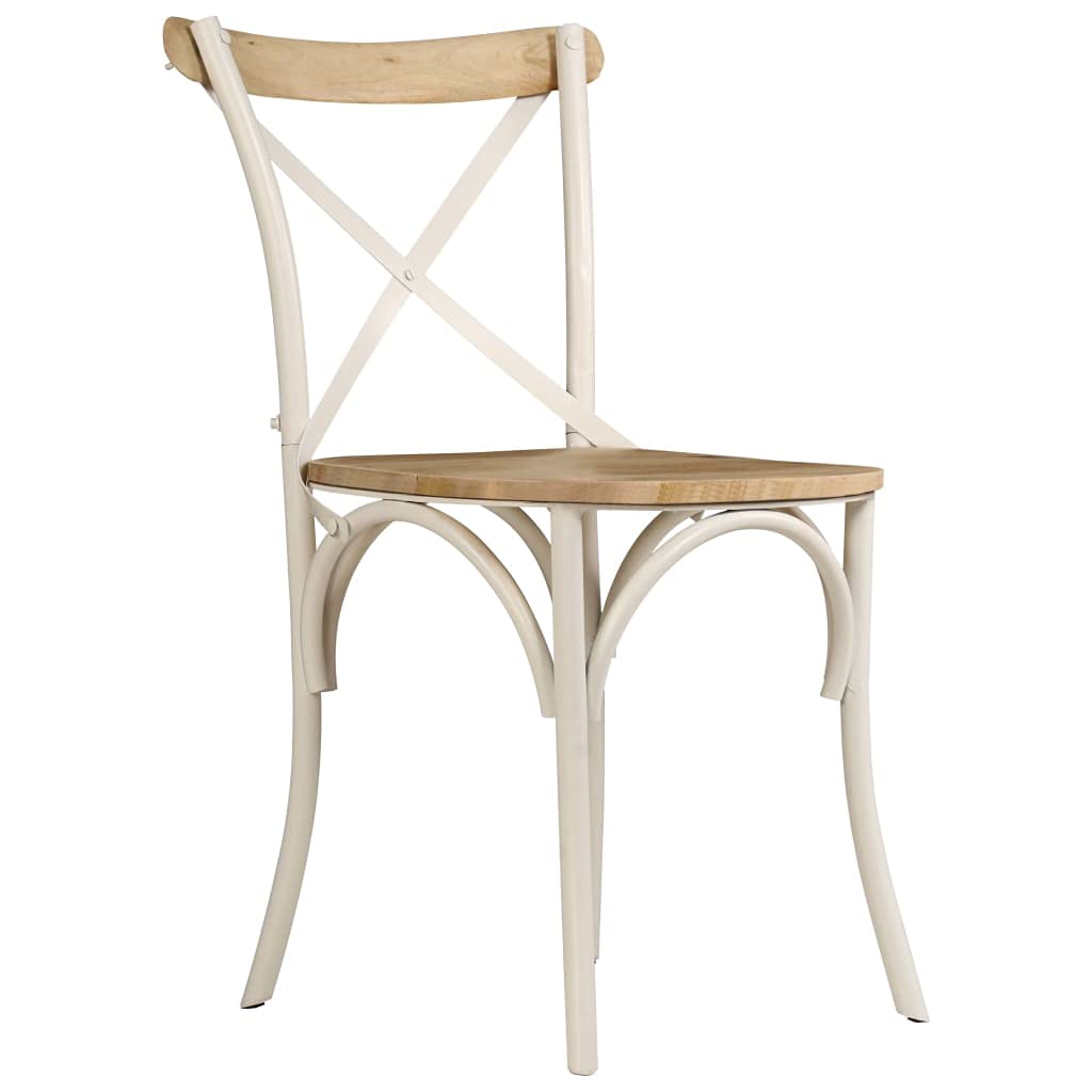 vidaXL Set of 6 White Solid Mango Wood Cross Back Chairs