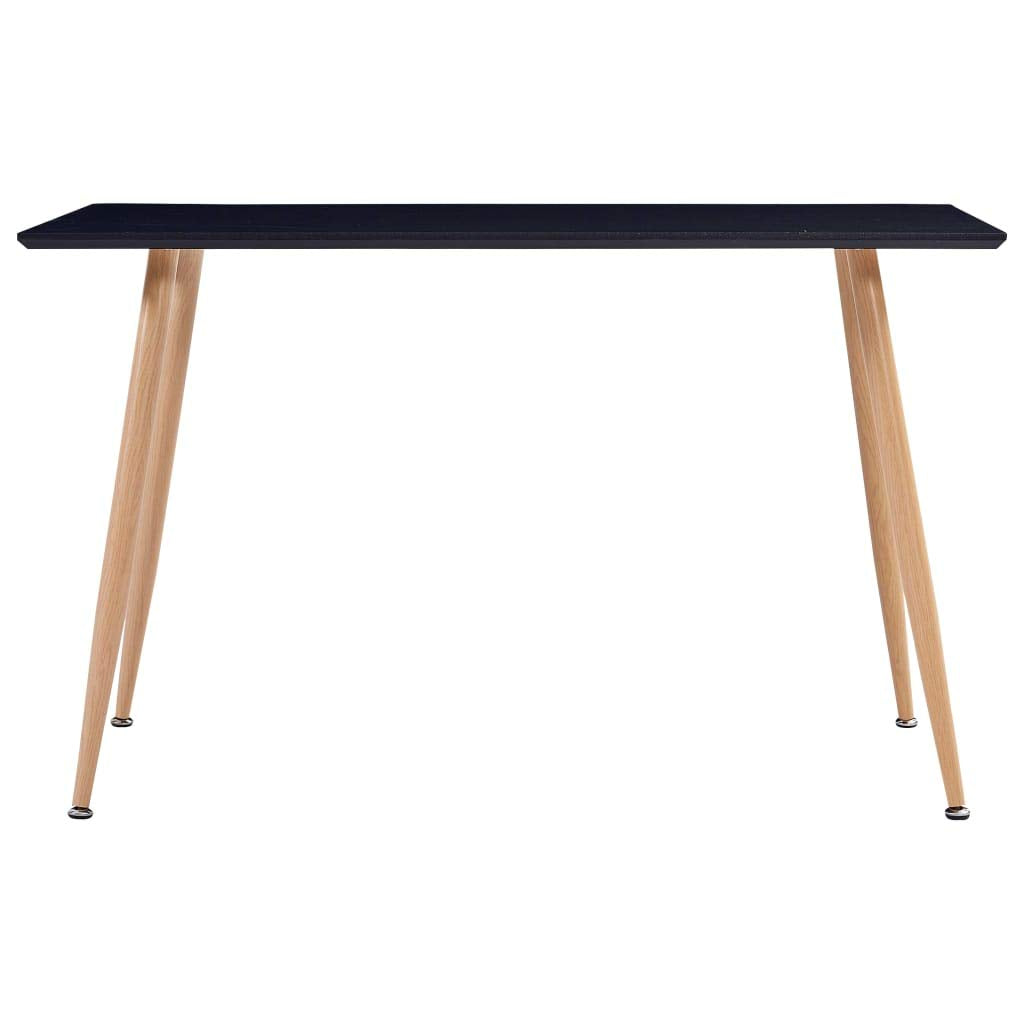 vidaXL Black and Oak Dining Table with MDF Tabletop and Robust Steel Legs, Clean and Modern Design, Seats Six