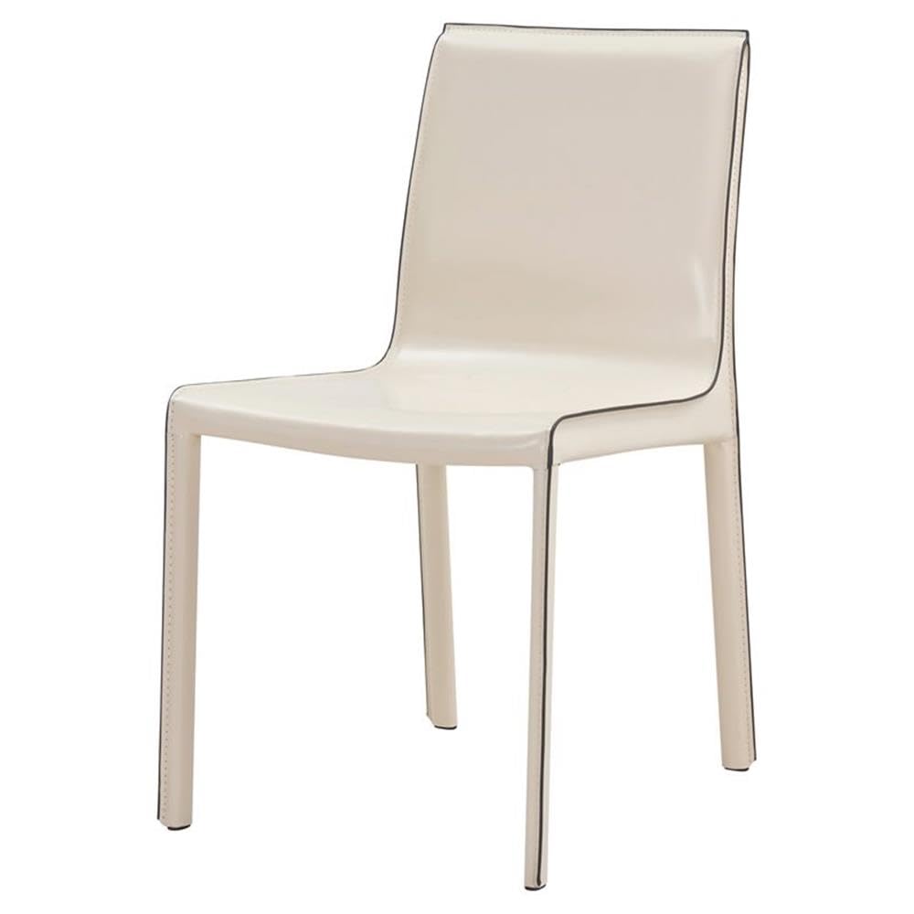 New Pacific Direct Gervin Recycled Leather Chair,Powder Coated Steel,Vanilla White,Fully Assembled,Set of 2