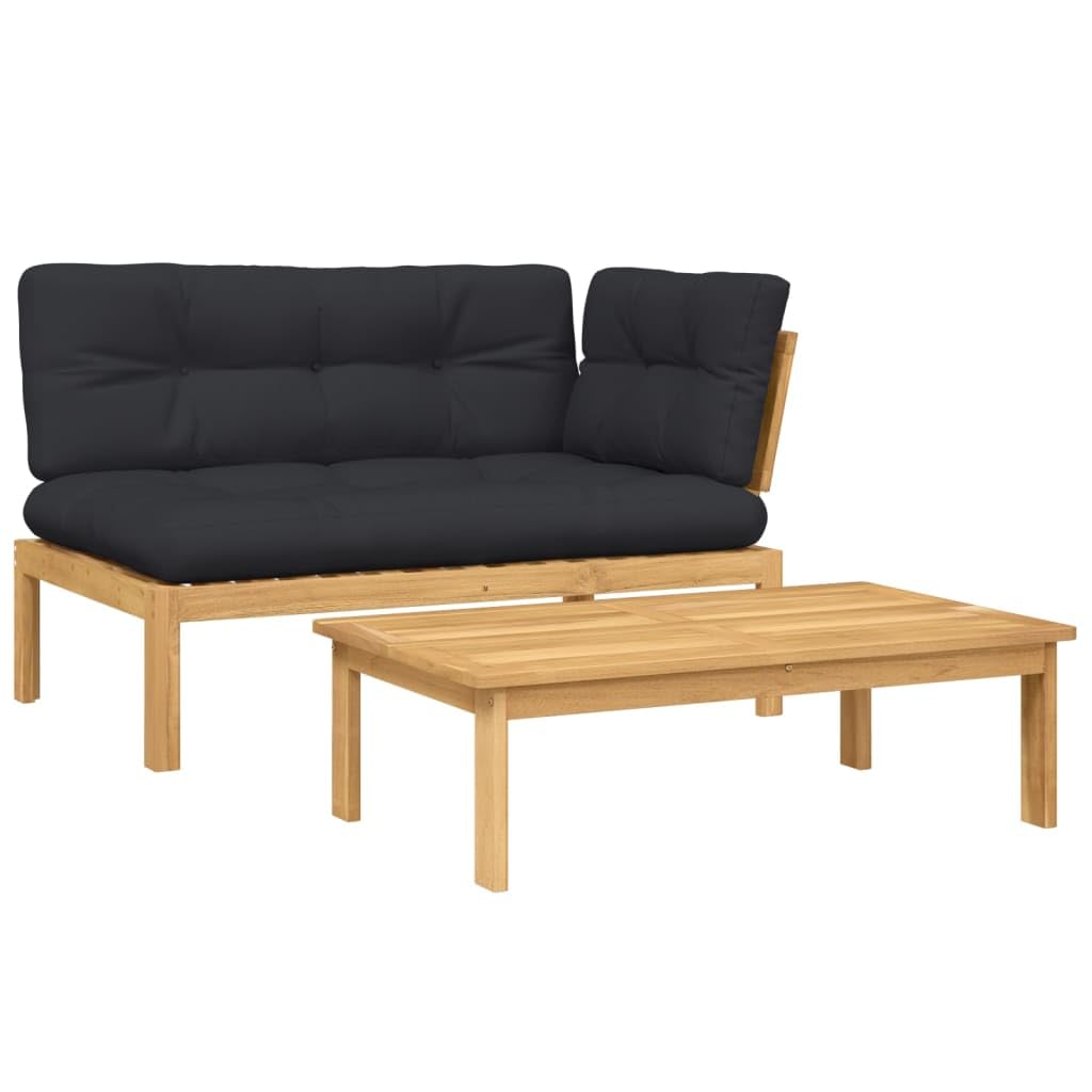 vidaXL 2-Piece Garden Pallet Sofa Set with Solid Acacia Cushions