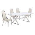 Best Quality Furniture D440/1-Sc310-7 Dining Set, 5 Piece, Cream/Silver