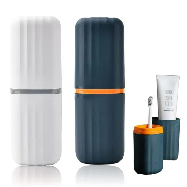 PURCHASE ZONE Portable Toothbrush Holder Set for Travel, Camping, Business Travel and School, Plastic Toothbrush Toothpaste Set 
