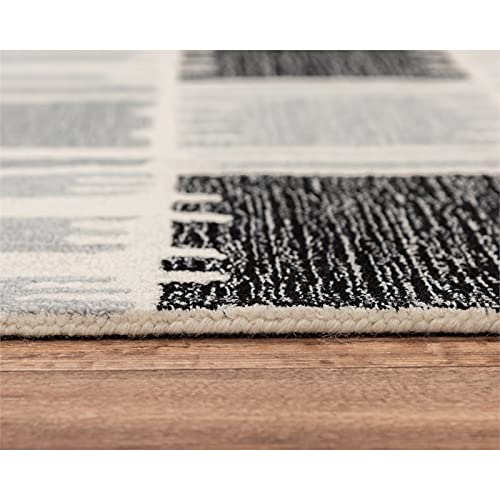 Rivera 7'9" X 9'9" Geometric Gray/Ivory/Charcoal Hand-Tufted Area Rug