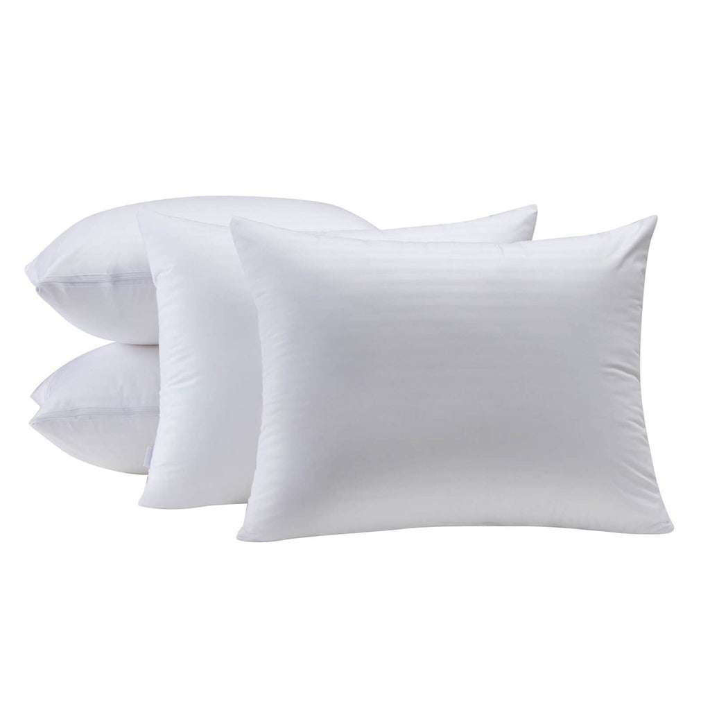 Kingnex 4 Pack Waterproof Feather Proof Pillow Protectors with Zipper on Long Side King Size Set of 4 Down Proof Striped Bed Pil