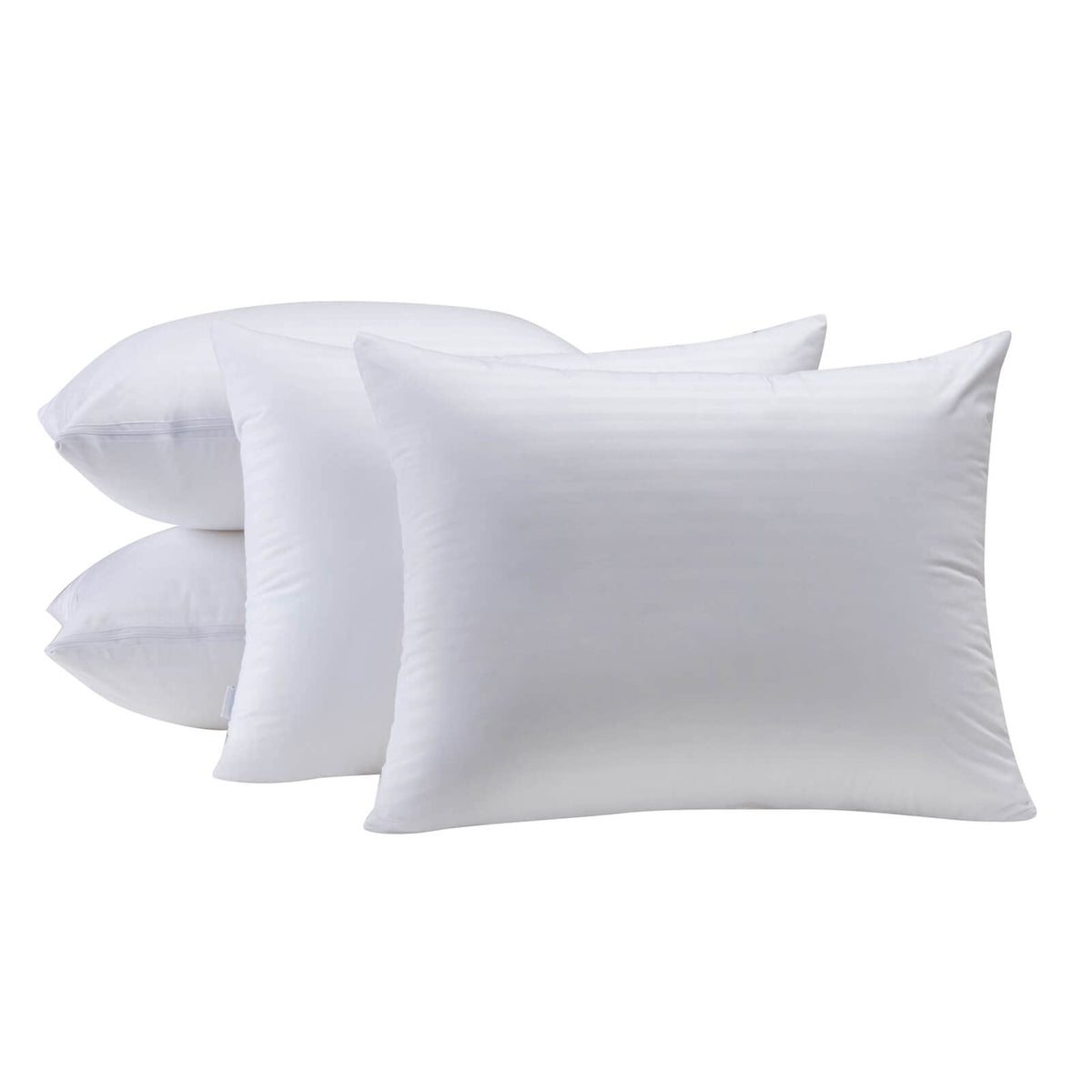 Kingnex 4 Pack Waterproof Feather Proof Pillow Protectors with Zipper on Long Side King Size Set of 4 Down Proof Striped Bed Pil