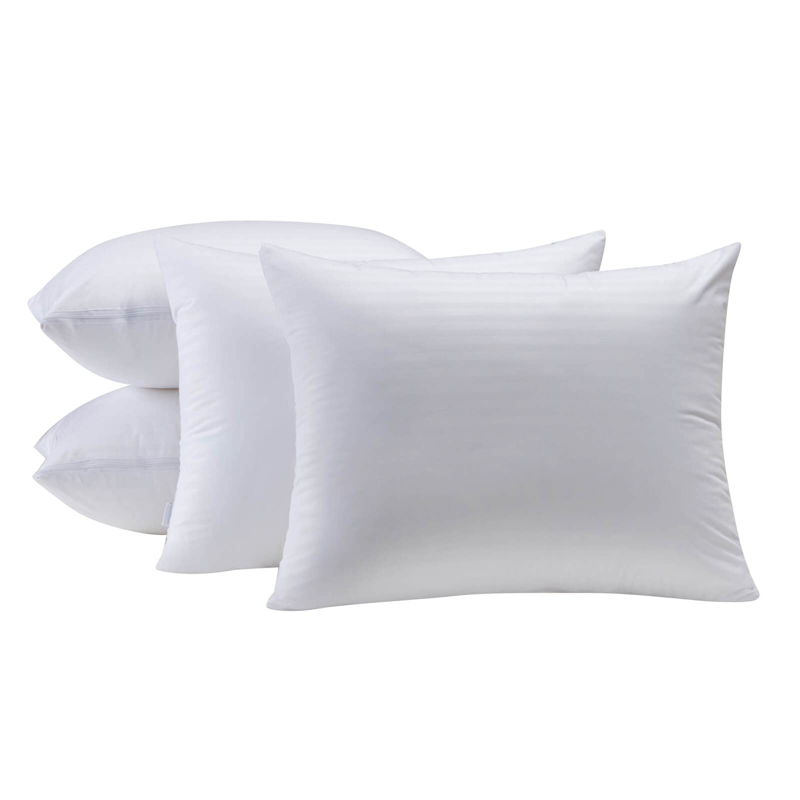 Kingnex 4 Pack Waterproof Feather Proof Pillow Protectors with Zipper on Long Side King Size Set of 4 Down Proof Striped Bed Pil