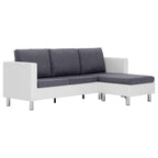vidaXL 3-Seater Sofa with Cushions White Faux Leather