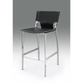 Creative Images Gray Leather Bar Stool, Chrome Base, 25" Seat High