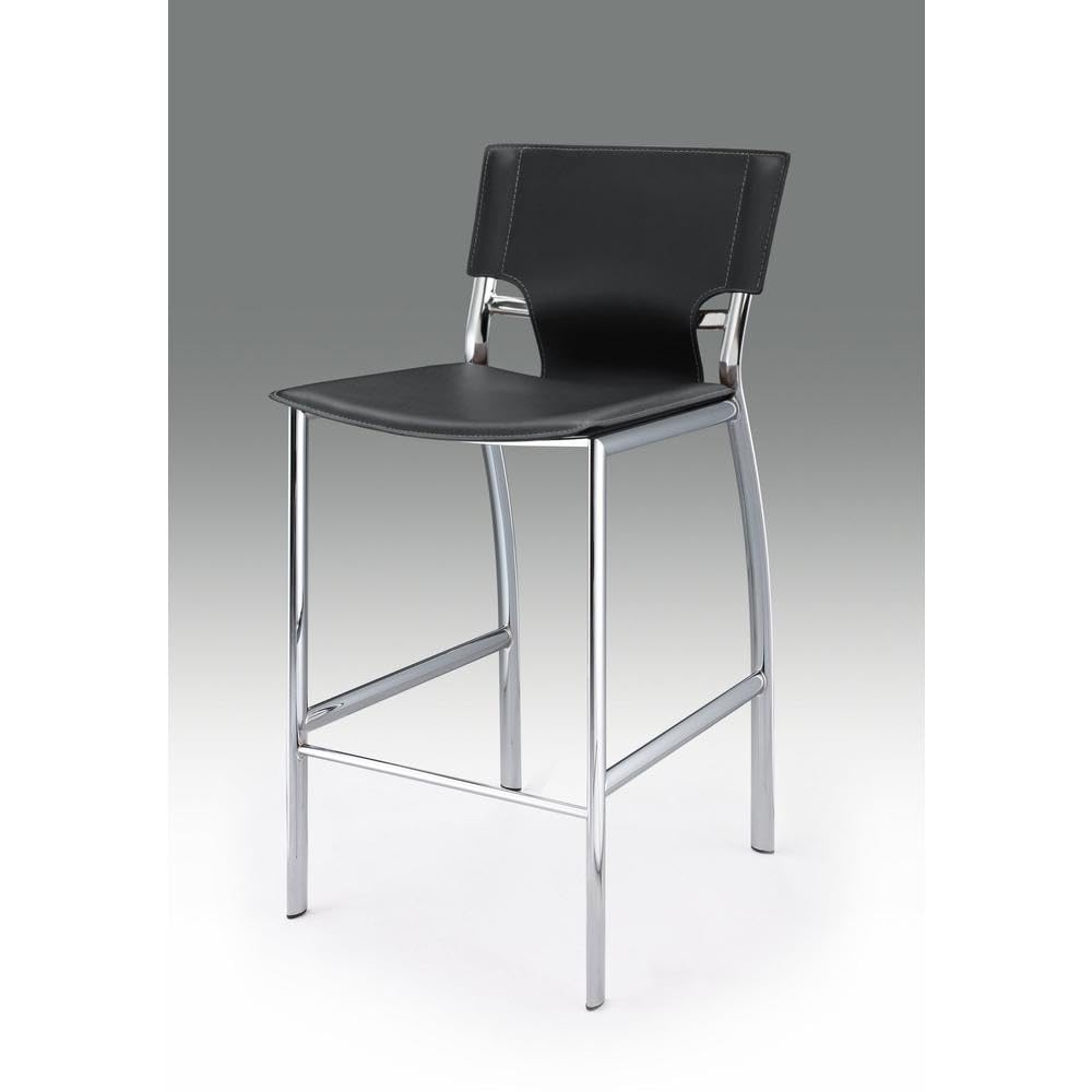 Creative Images Gray Leather Bar Stool, Chrome Base, 25&quot; Seat High