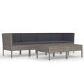 vidaXL 6 Piece Outdoor Patio Lounge Set, Comfortable Poly Rattan Furniture, Powder-Coated Steel Frame, Deep Seating with Cushions and Tea Table - Gray