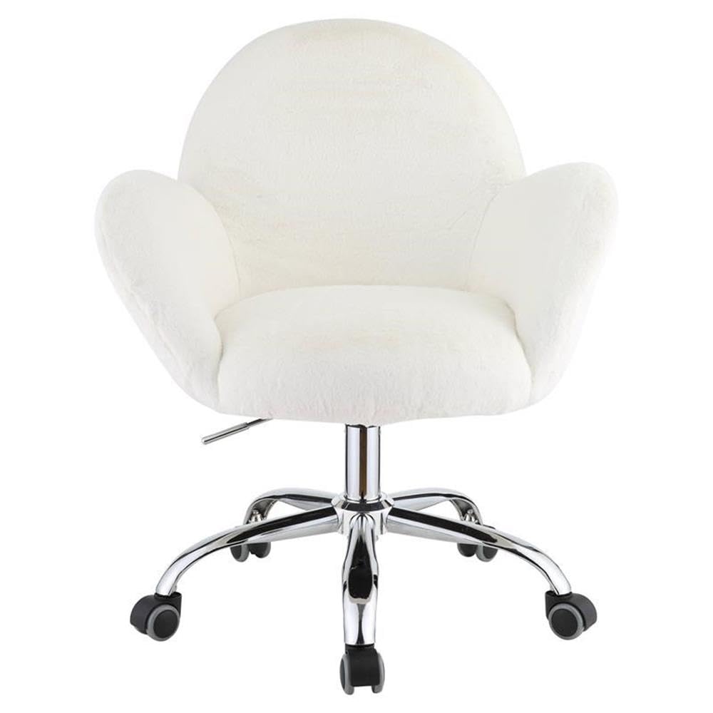 Acme Jago Fabric Upholstered Swivel Office Chair in White and Chrome