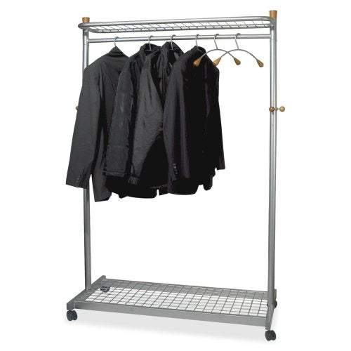 Alba Practical Chrome Coat Rack-Coat Rack, Up to 36 Hangers, 45&quot;x22&quot;x72&quot;, Metallic Gray