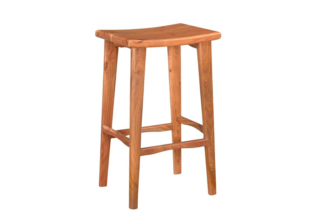 HomeRoots 522383 32 in. Wood Brown Backless Counter Height Bar Chair with Footrest