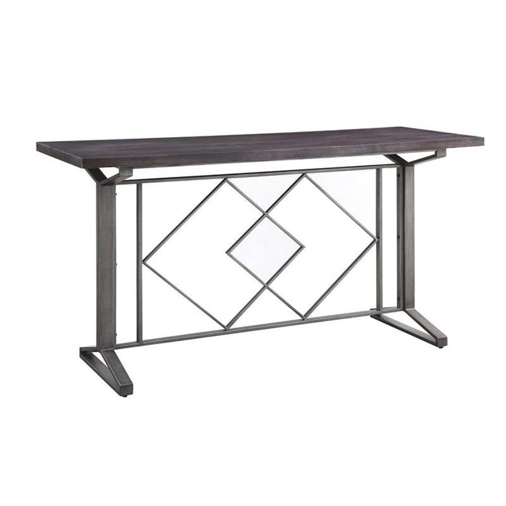 Acme Evangeline Wooden Top Counter Height Table in Salvaged Brown and Black