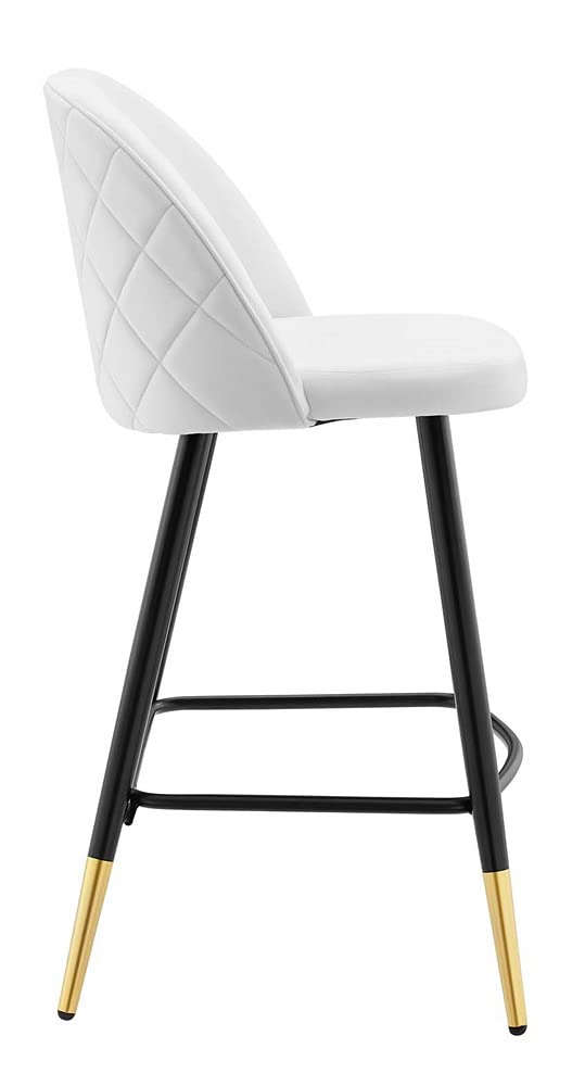 Modway Cordial Performance Velvet Dining Counter Stools in White - Set of 2
