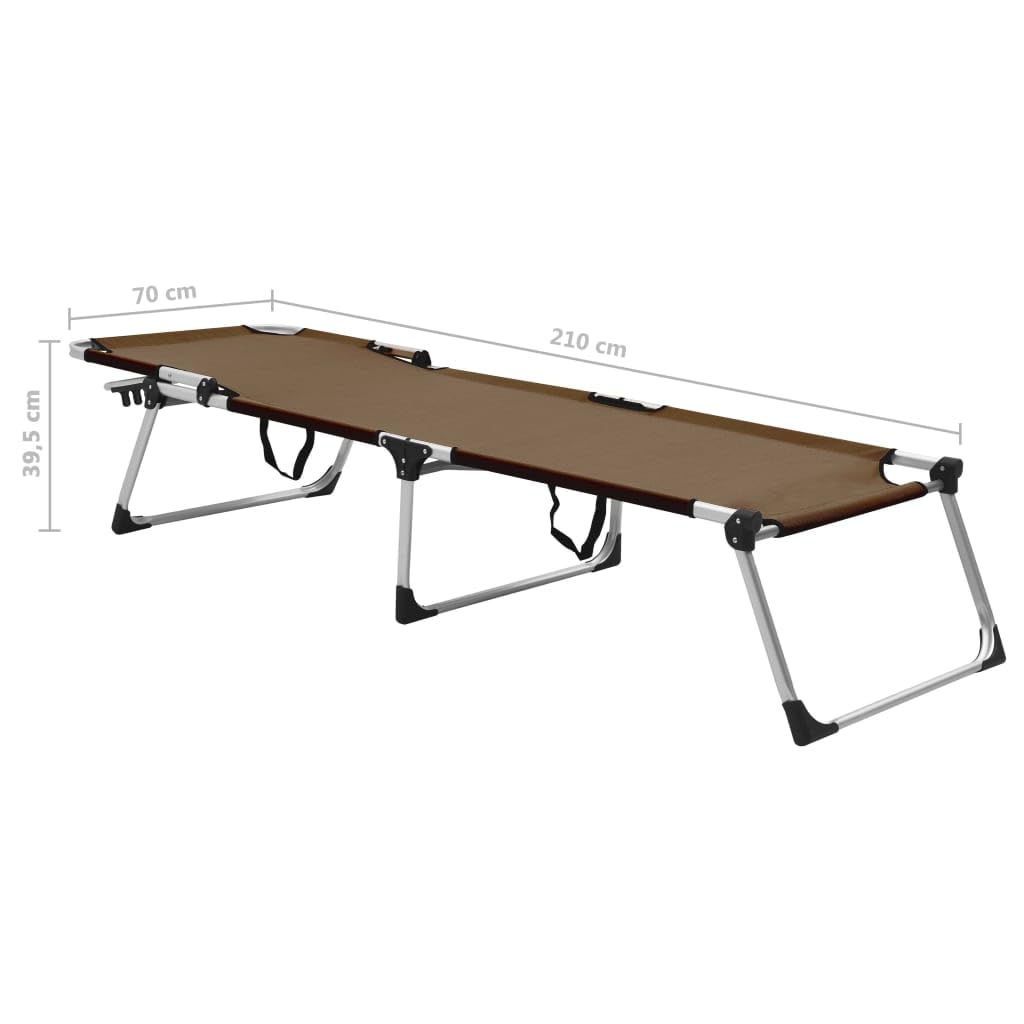 vidaXL Extra High Folding Senior Sunbed Brown Aluminum