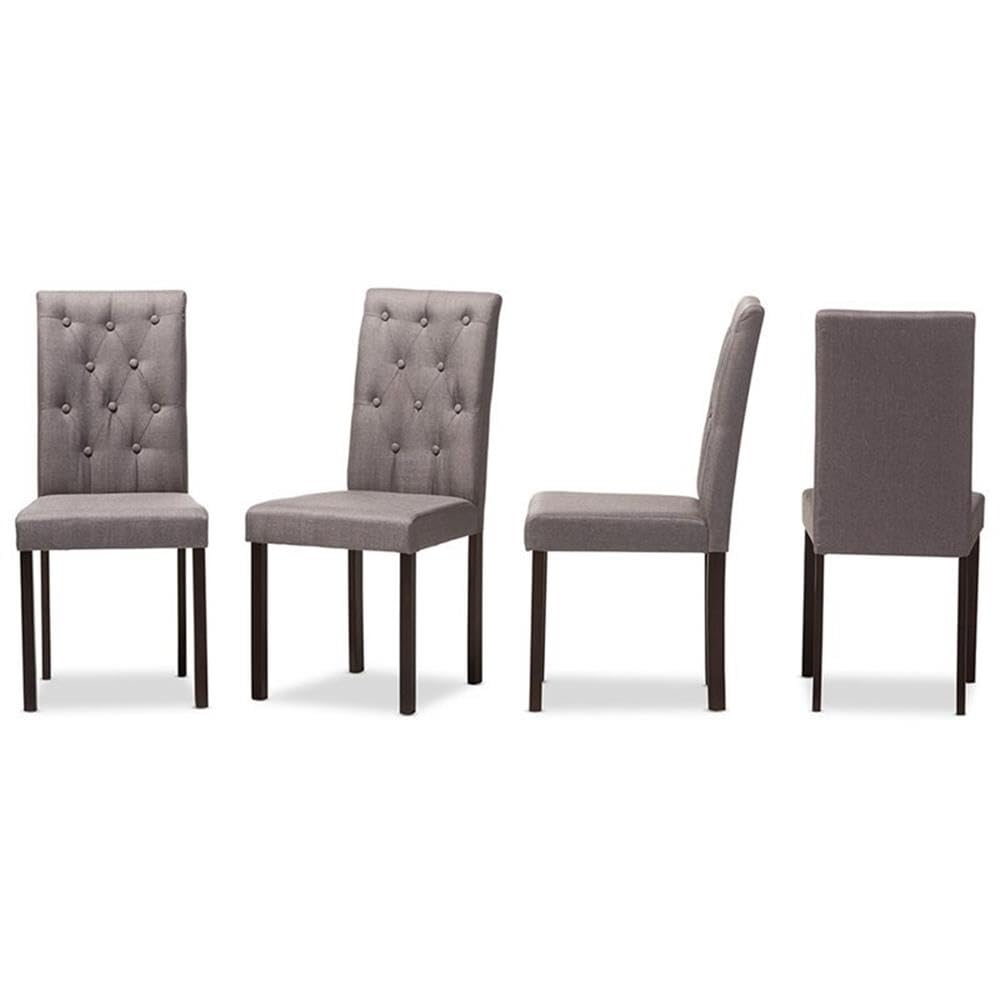 Baxton Studio Gardner Modern and Contemporary Dark Brown Finished Grey Fabric Upholstered Dining Chair (Set of 4) Grey