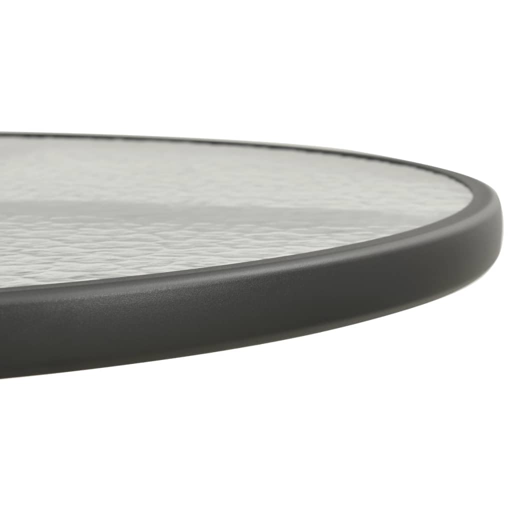 vidaXL Modern Bistro Table - Anthracite Outdoor Table with Tempered Glass Top and Steel Frame - Perfect for Patio, Garden, Balcony - Diameter 31.5" & Height 28"