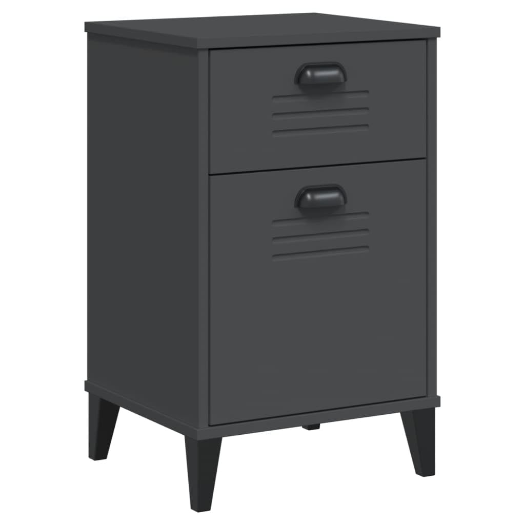 vidaXL Bedside Cabinet/Nightstand with Drawer and Compartment - Anthracite Gray Engineered Wood - Industrial Style, 2 Plastic Handles, 15.7 W x 13.8 D x 25.6 H, Assembly Required