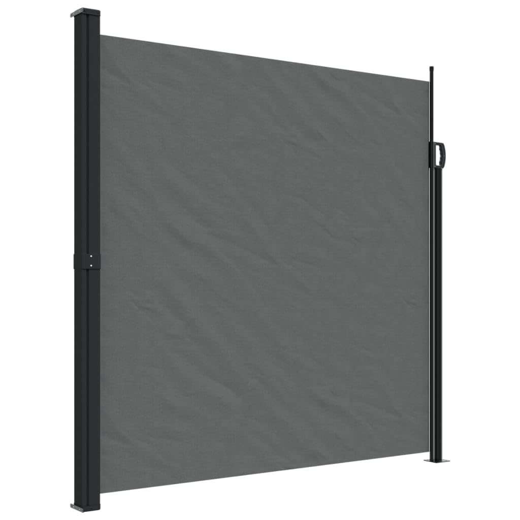 vidaXL Retractable Side Awning Sun Shade Privacy Screen Anthracite 100% Polyester - 78.7"x118.1" - Water & UV Resistant - Easy Installation for Balcony, Terrace, Patio and More