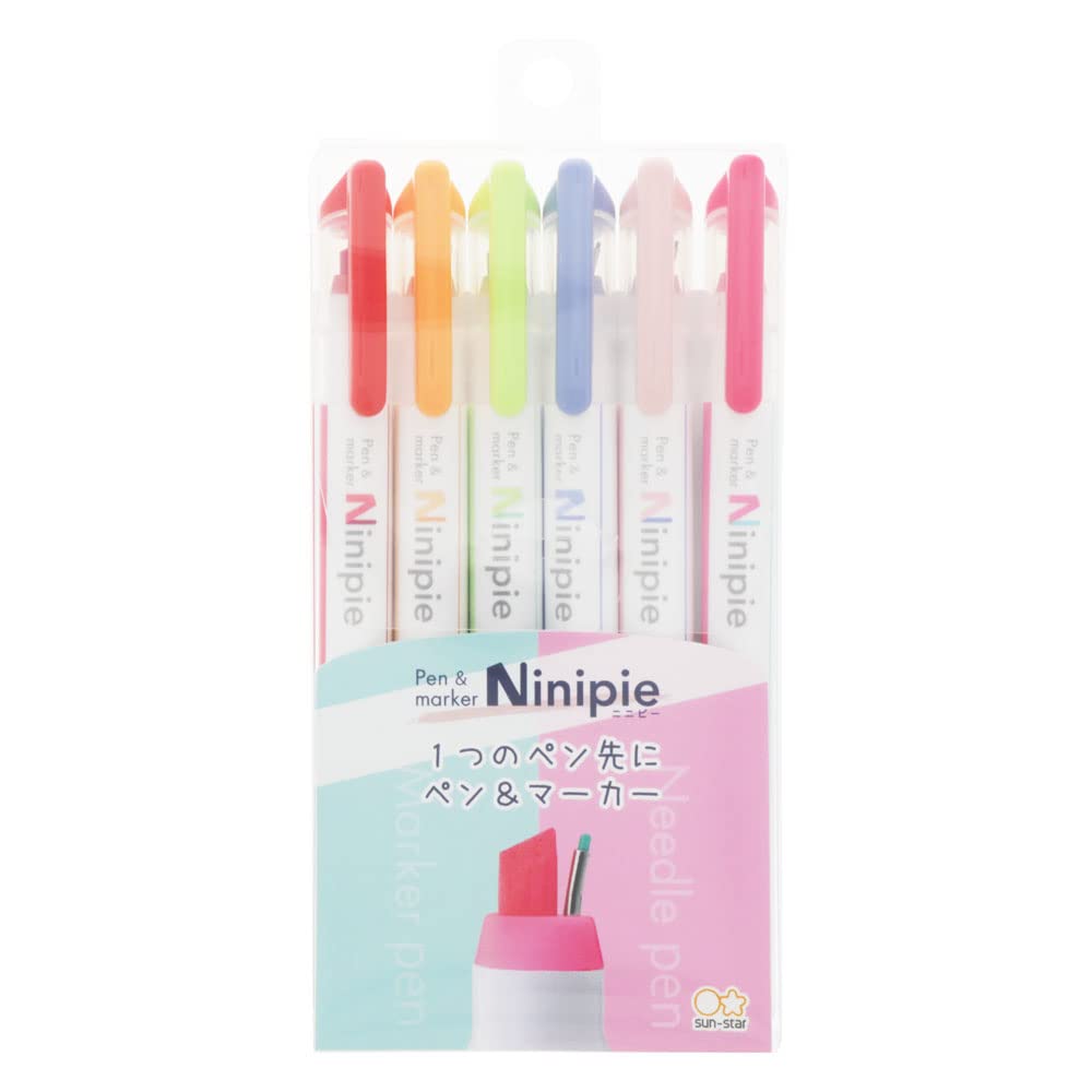 Sun-Star Stationery S4591755 Ninipie Water-Based Pen, Pen & Marker, Set Of 6
