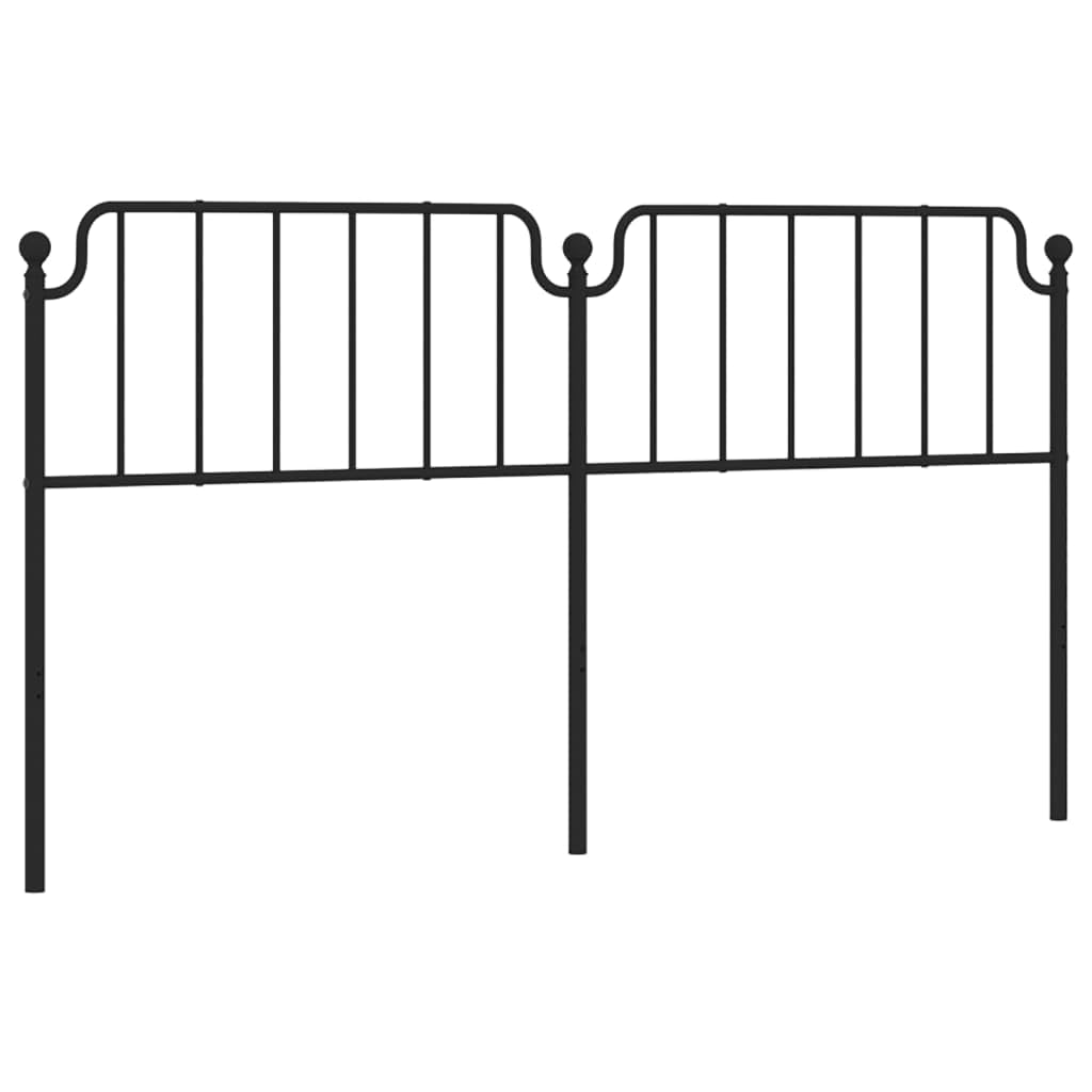 vidaXL Black Metal Headboard - Classic Design for Bedroom Decor, Powder-Coated Steel Construction, Provides Excellent Back Support