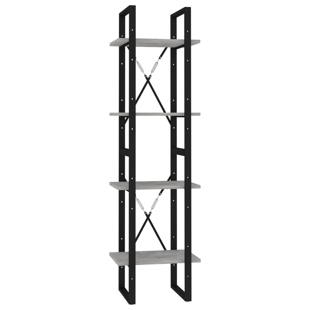 vidaXL 4-Tier Book Cabinet Concrete Gray 15.7"x11.8"x55.1" Chipboard