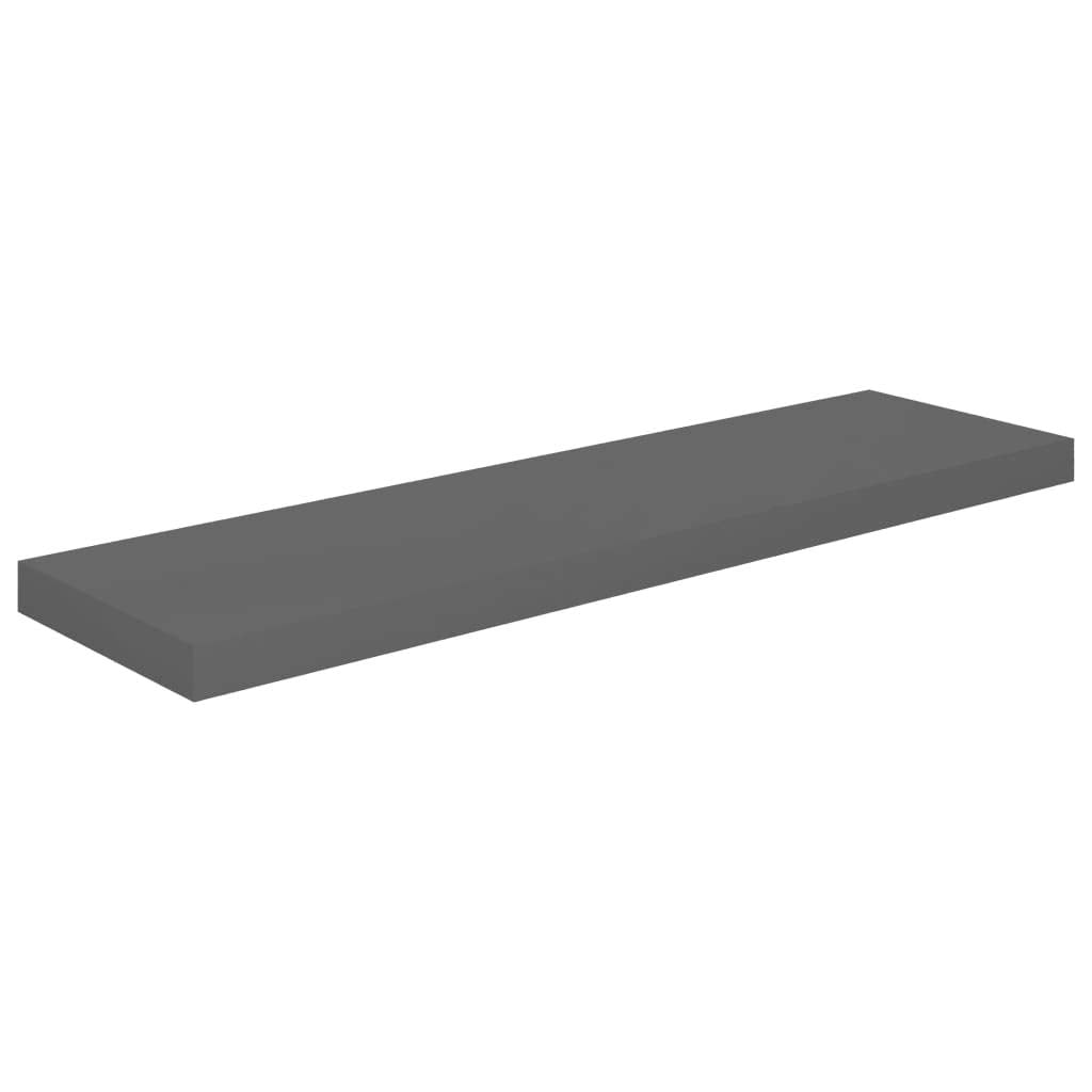 Furniking Floating Wall Shelves 2 pcs High Gloss Gray 35.4&quot;x9.3&quot;x1.5&quot; MDF
