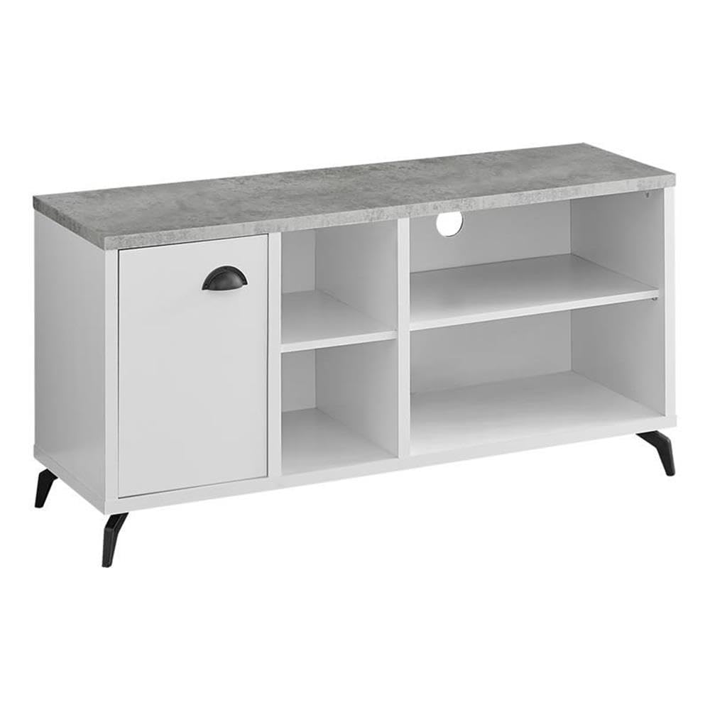 Monarch Specialties I 2840 Tv Stand, 48 Inch, Console, Media Entertainment Center, Storage Cabinet, Living Room, Bedroom, Laminate, Metal, Grey, White