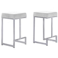 Best Master Furniture Dorrington Velvet Backless Counter Height Stool in White/Silver (Set of 2)